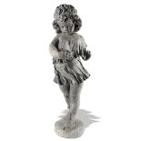 Garden Statuary: A rare Bromsgrove Guild lead figure of a girl holding a butterflyearly 20th