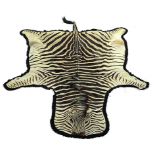 Taxidermy: An antique felt backed Zebra skin rug285cm long
