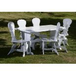 Garden Furniture: A suite of painted wood furniture,American, 1st half 20th century comprising a