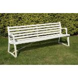 Garden Furniture: A Hardy and Padmore cast iron and wooden slatted seat,late 19th centurywith