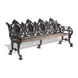 Garden Furniture: A rare Macauley and Wade Foundry Four Seasons pattern cast iron seat,last