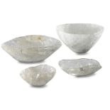 Minerals: A collection of four rock crystal bowls Madagascar the largest 32cm