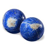 Minerals: A pair of lapis lazuli spheres 18cm diameter 14kg