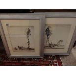 Pair of pen and ink drawings by E Herbert Whydale