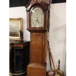 Oak Grandfather clock with painted face by Sefton Selby