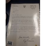 Signed Roger Bannister letter on Pembroke College Oxford headed paper