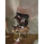 2 Beswick donkeys and horse