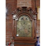 Mahogany long case clock with brass face - William Holliwell Liverpool