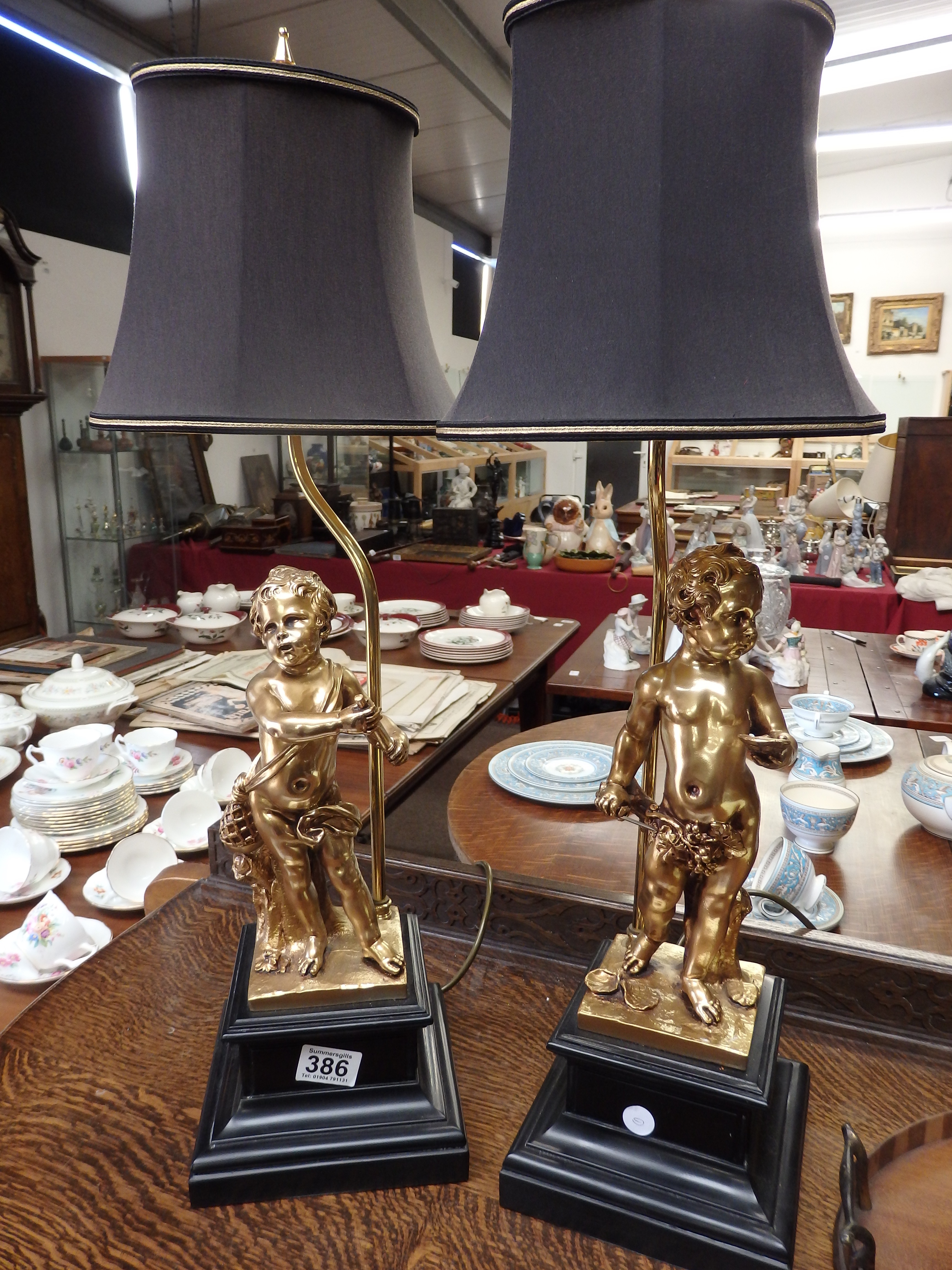 Pair of Cherub table lamps