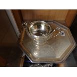 London Silver Salver 850g + Early Silver Urn 330g