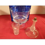 Large glass trophy and 2 Antique glass items