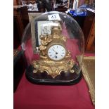 French gilt mantle clock and dome