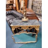 Gilt hall table, mirror and clock