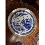 1878 Royal Worcester willow patternsilver plated tray