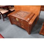 Carved Oriental blanket chest