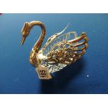 Silver and glass swan