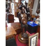 German carved figure/candle 28"