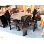 Black marble dining table and 6 chairs bought from Harrods 1980