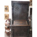 Carved oak bureau bookcase