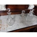 3 cut glass decantors