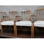 4 Yew wood armchairs