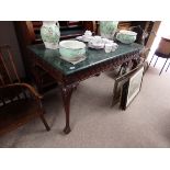 Mahogany hall table with granite top