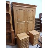 Pine wardrobe and 2 bedside cabinets