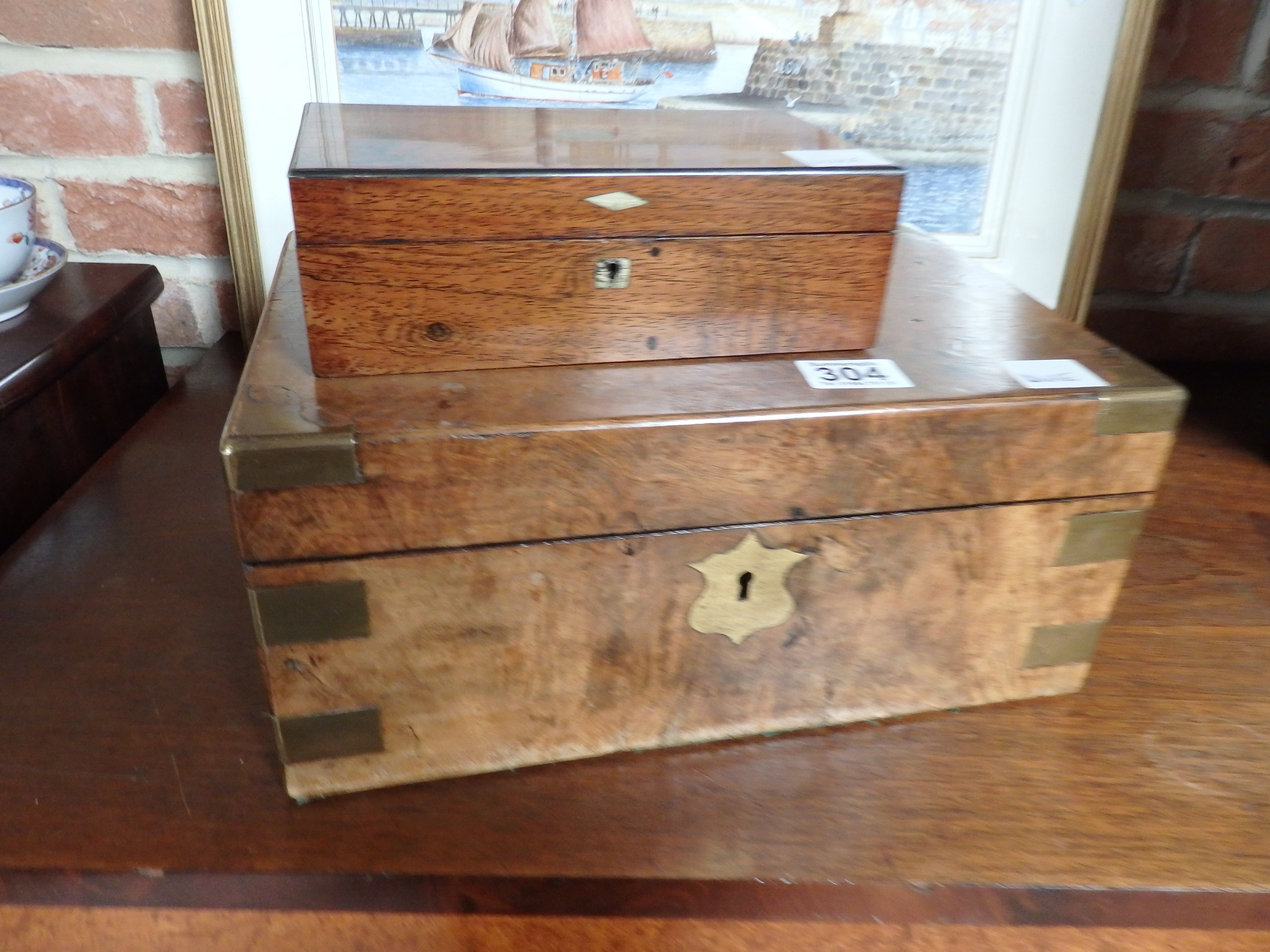 Antique walnut work box + 1