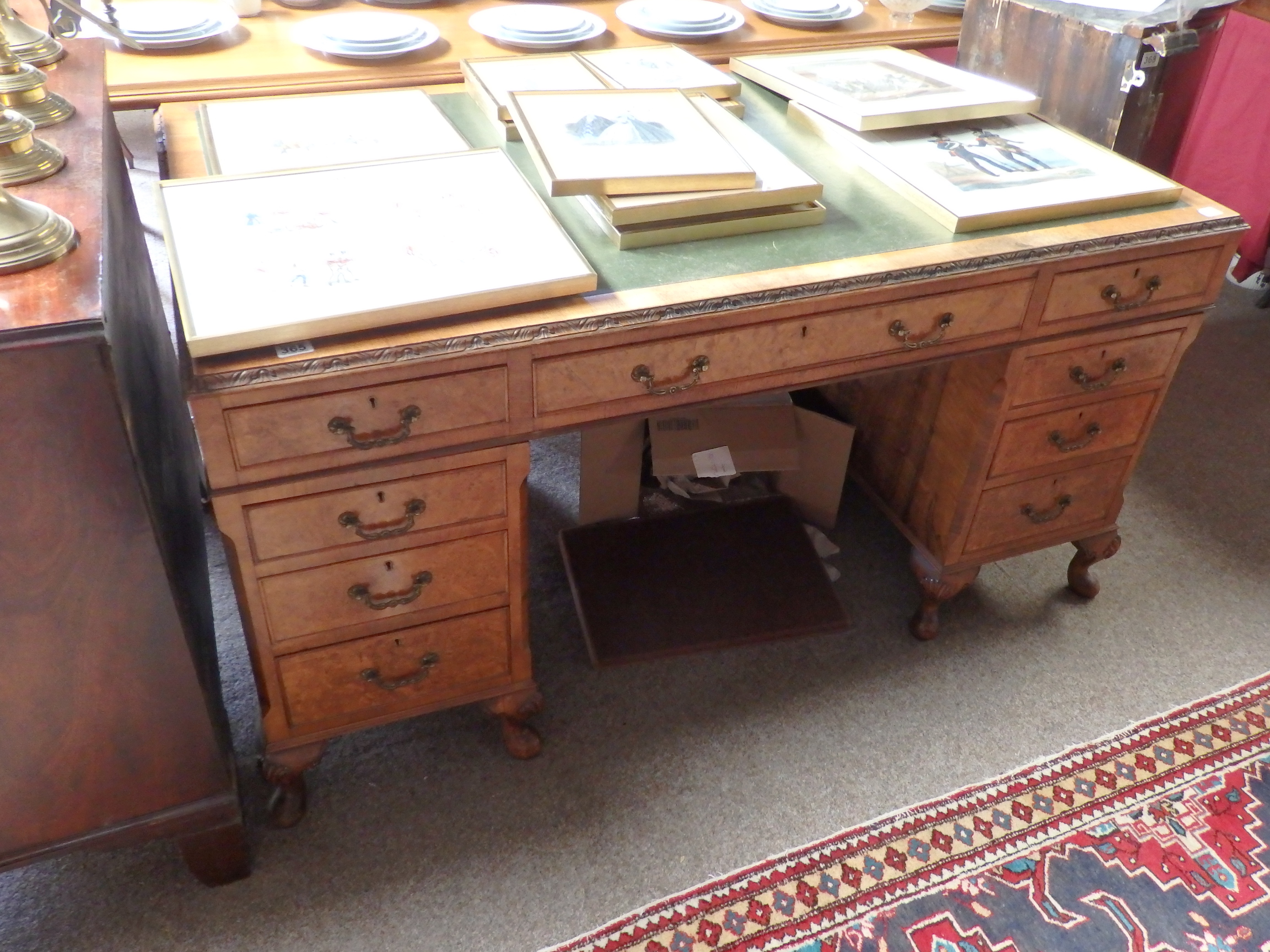 Antique walnut pedestal desk