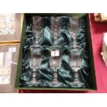 6 cut glass wine glasses