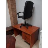 Yew wood style desk and chair