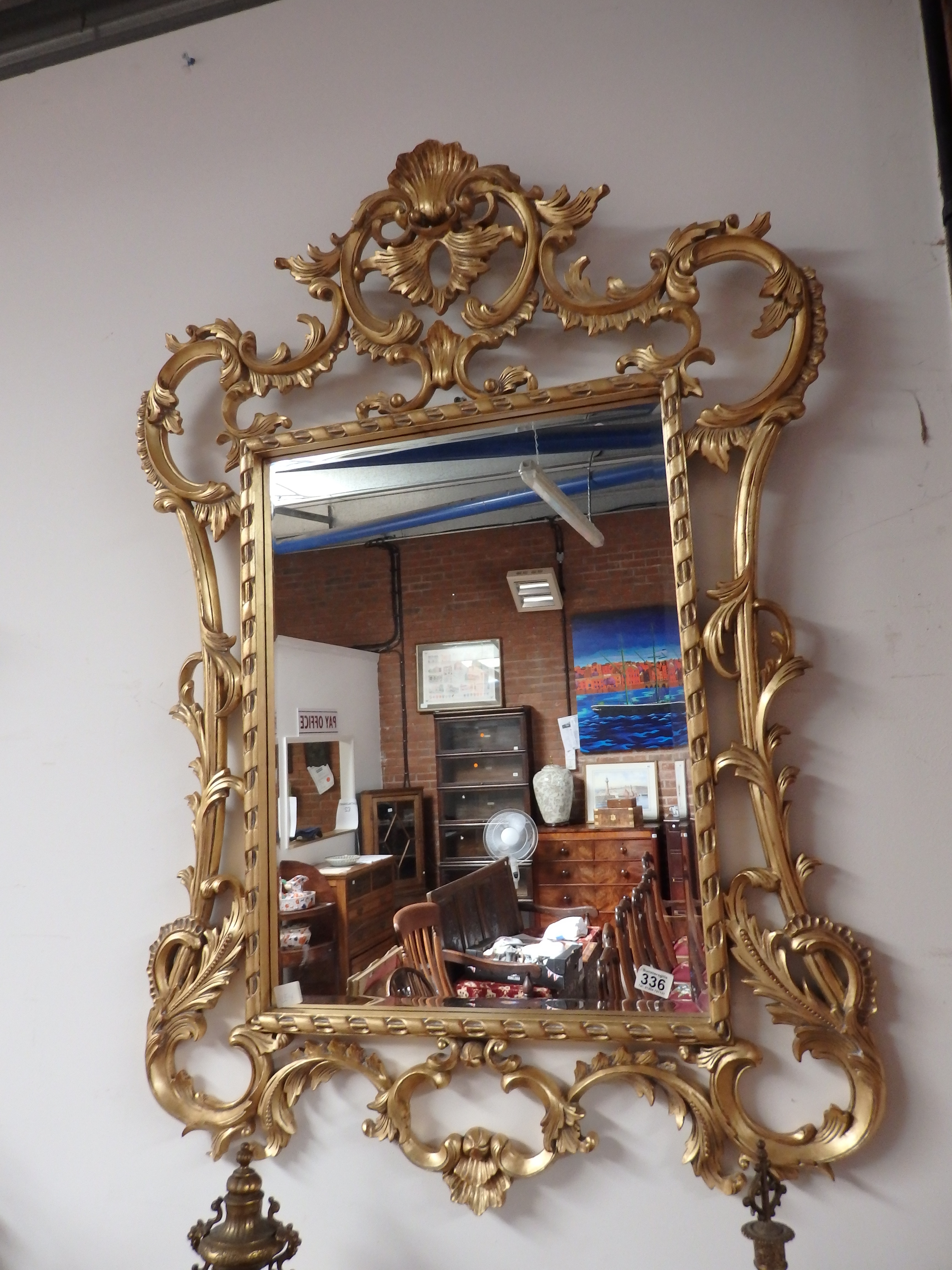 Gilt Chippendale style mirror