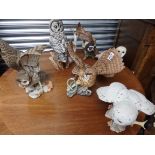 6 Franklin mint owls