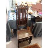 Antique oak hall chair