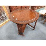 Oak carved drop leaf table