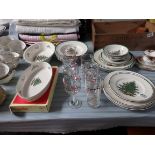 Christmas plates and glasses