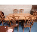 Dining table and 6 Chippendale style chairs