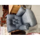 Blue leather armchair