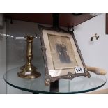 Picture frame, candlesticks etc.