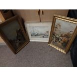 A pair of oils by Emmerson and a watercolour by N Bassett
