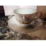 Royal Worcester cup and saucer by E Barker