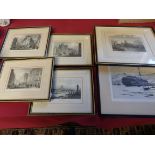 5 x Engravings and Norman Wilkinson pen drawing