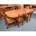 Yew regency style dining table and 6 chairs