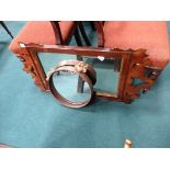 Mahogany antique mirror and other