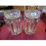 Pair of Victorian Glass Lustre 20cm ht