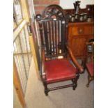 Jacobean style oak hall chair