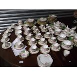 Minton Green Cockatrice dinner and tea service and Copeland cups and saucers