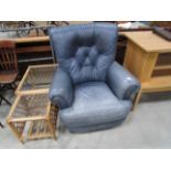 Blue leather armchair