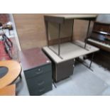 Filing cabinet and 2 desks