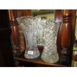 2 cut glass vases